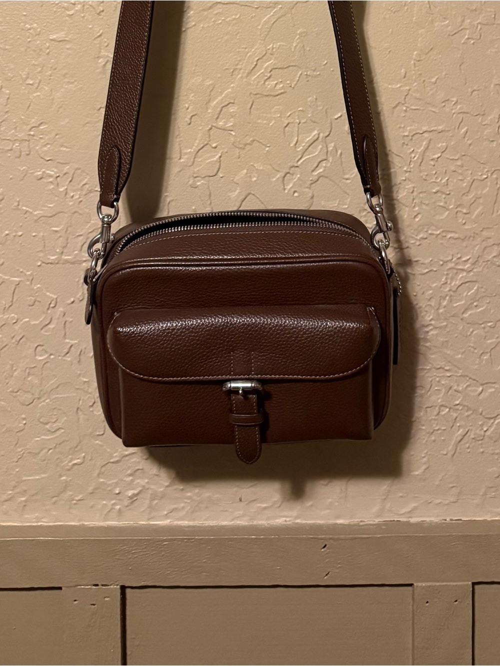 Brown Coach Warner in Pebbled Leather